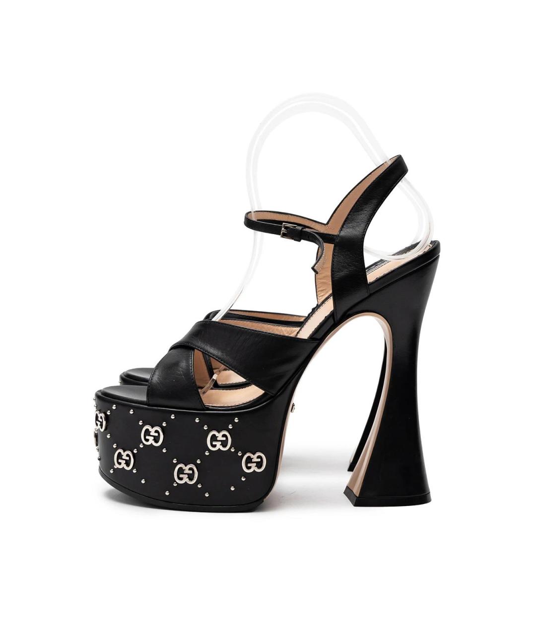 GUCCI Черные кожаные босоножки, фото 5