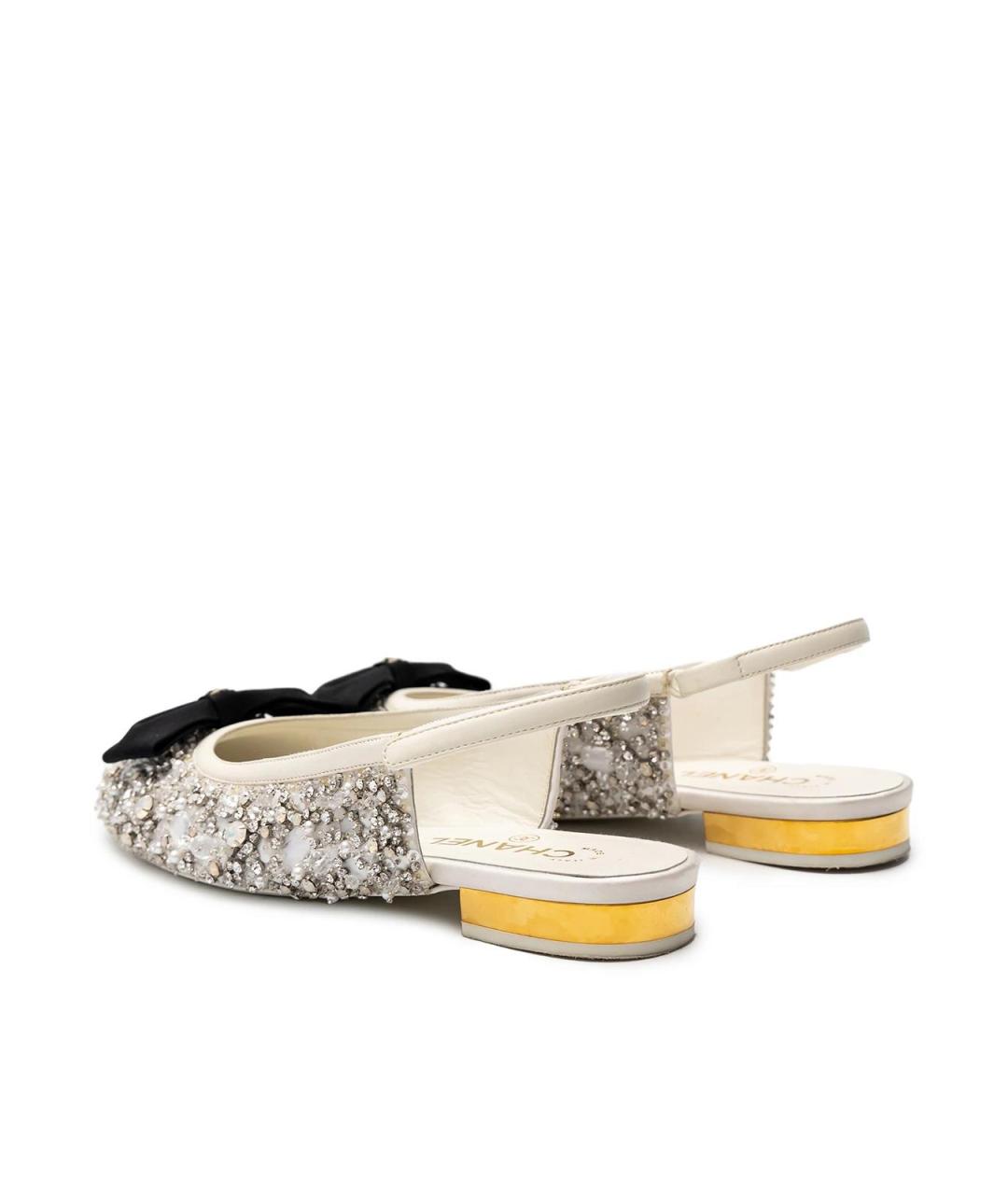 CHANEL Серебряные текстильные балетки, фото 3