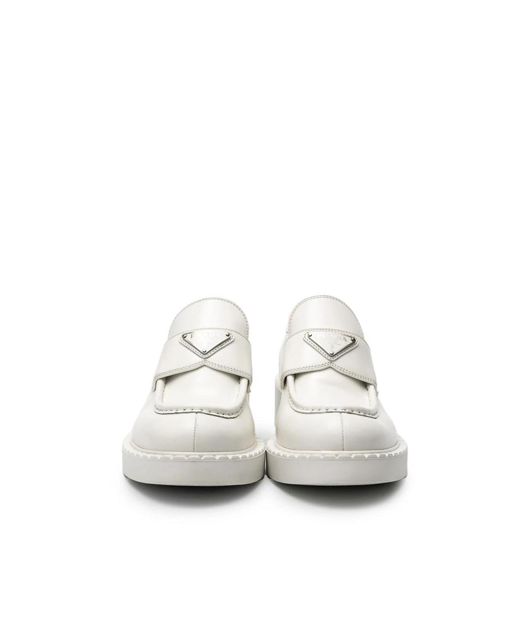 PRADA Белые кожаные лоферы, фото 4