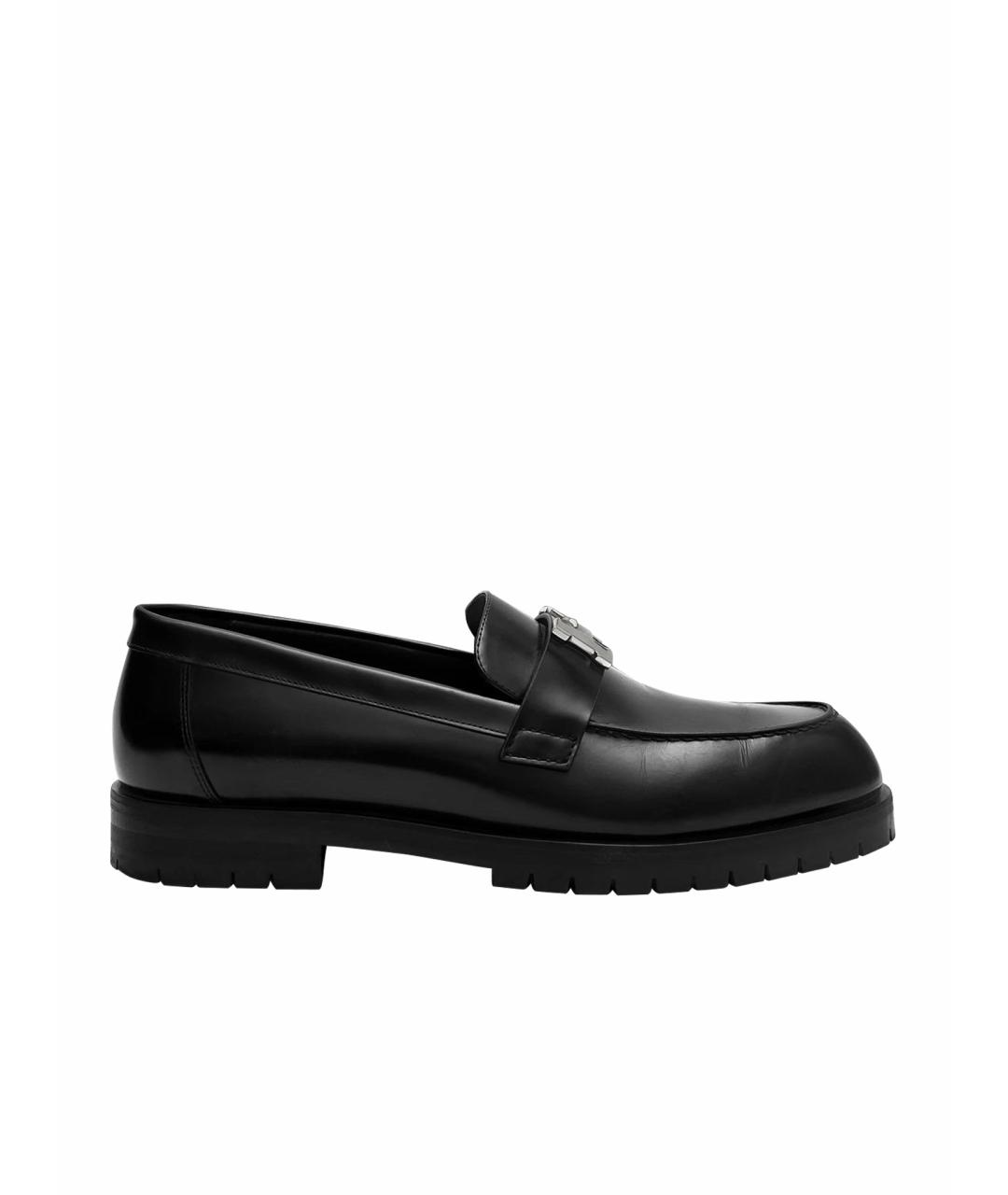 HERMES Черные кожаные лоферы, фото 1