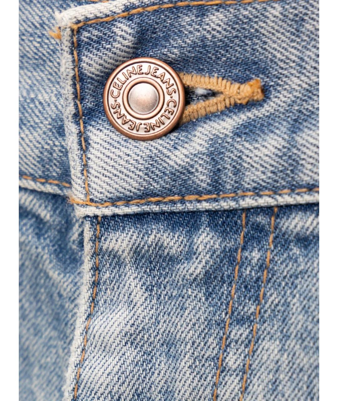 CELINE Голубые хлопковые прямые джинсы, фото 3