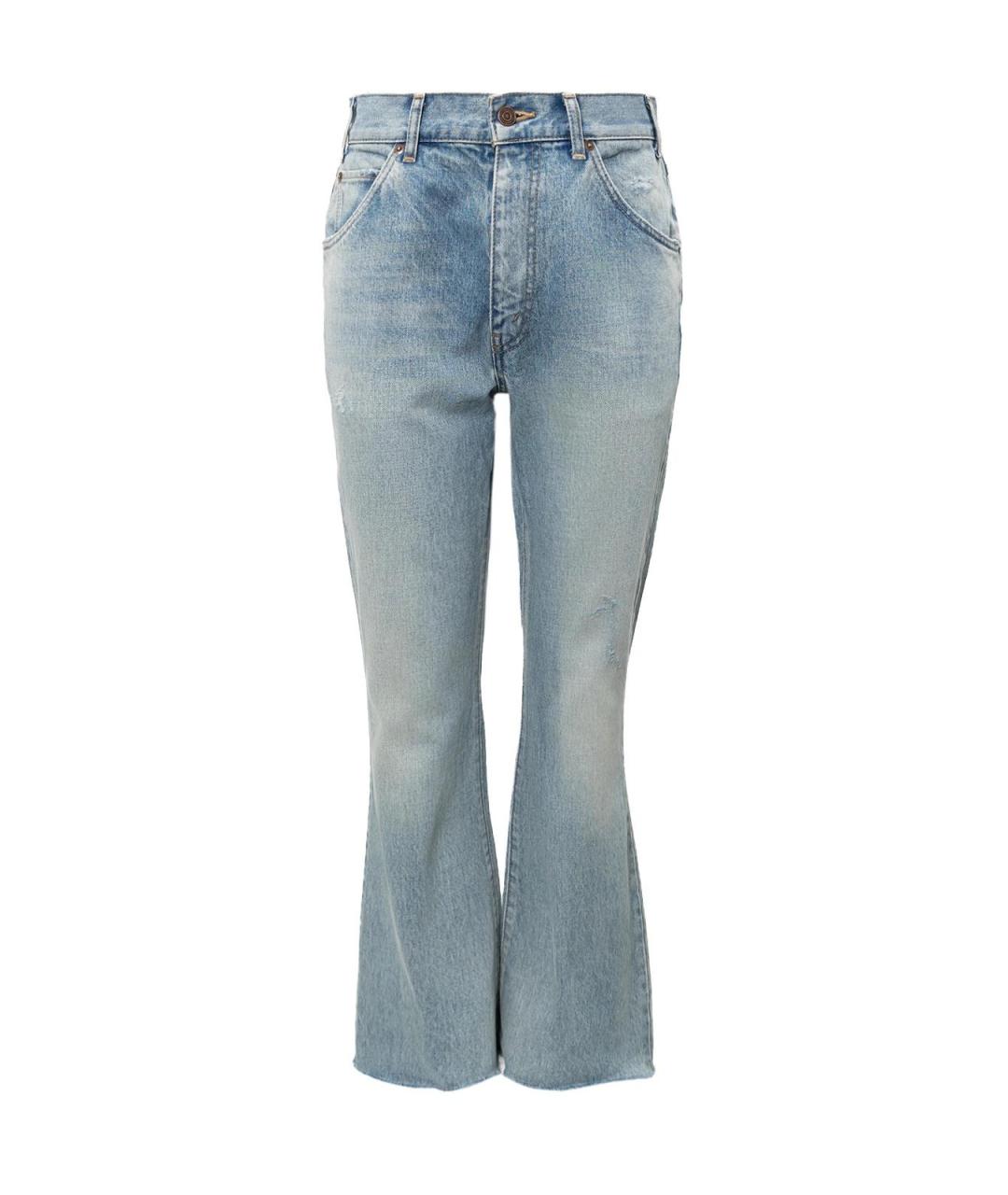 CELINE Голубые хлопковые прямые джинсы, фото 4