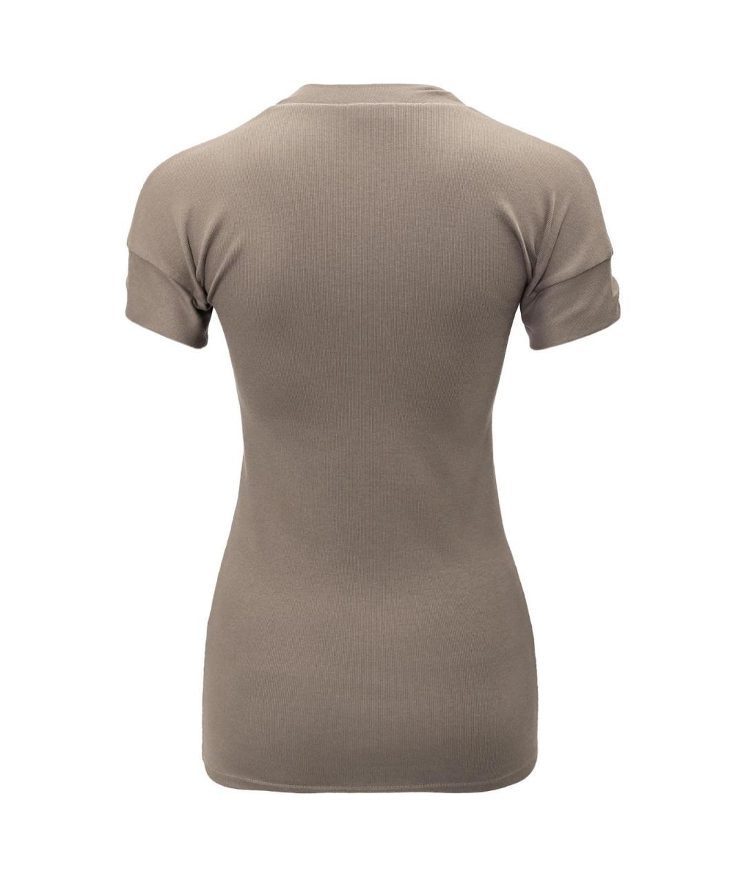 BRUNELLO CUCINELLI Коричневая хлопковая футболка, фото 2