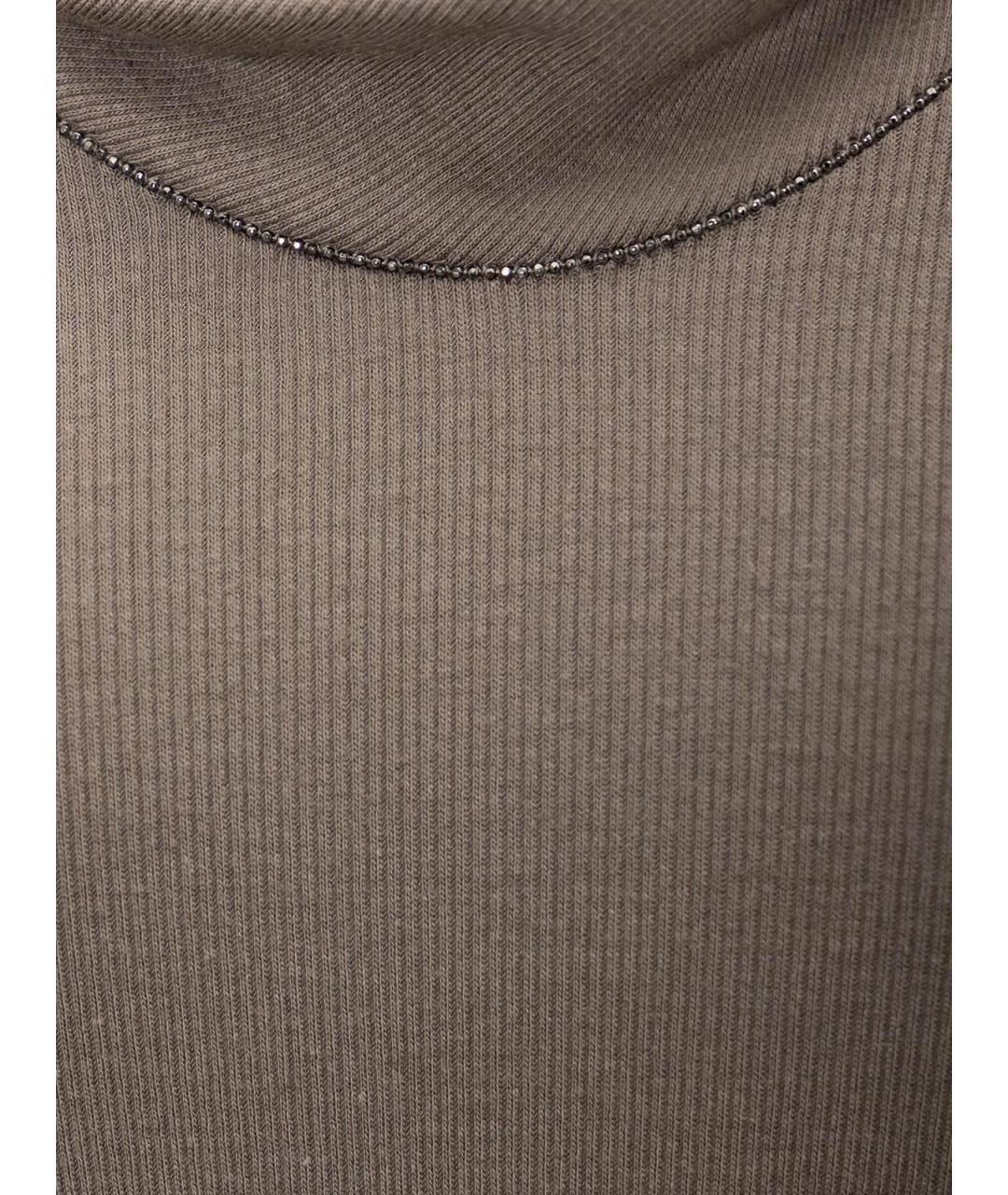 BRUNELLO CUCINELLI Коричневая хлопковая футболка, фото 3