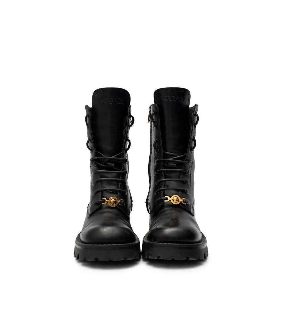 VERSACE Черные кожаные ботинки, фото 4