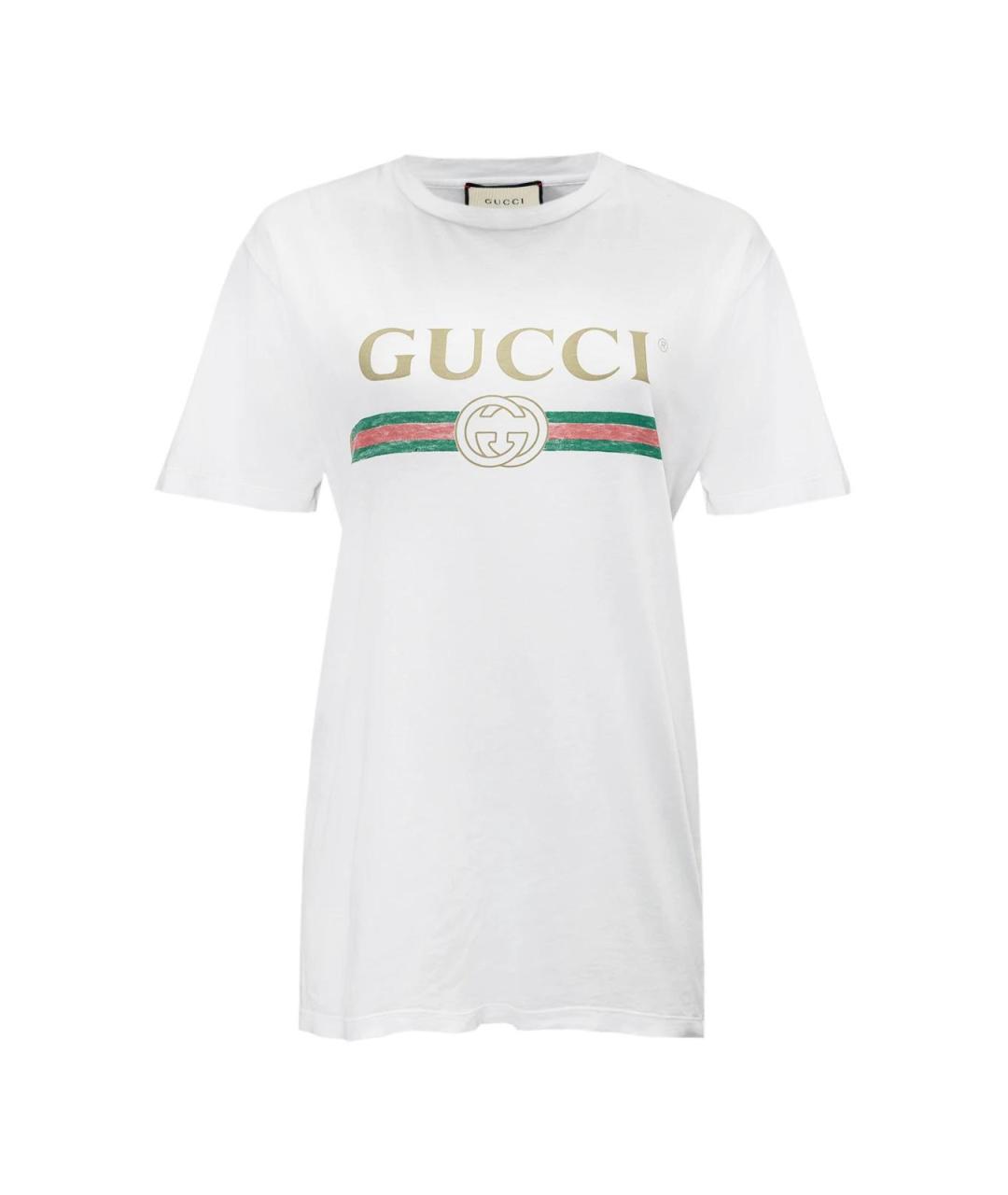 GUCCI Белая хлопковая футболка, фото 4