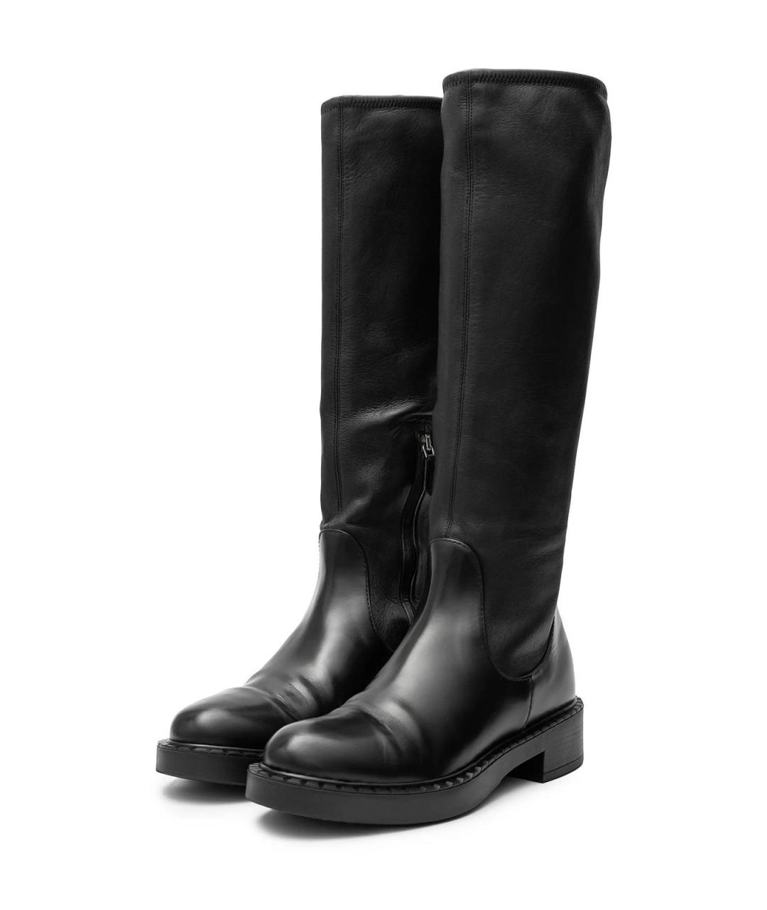 PRADA Черные кожаные сапоги, фото 2