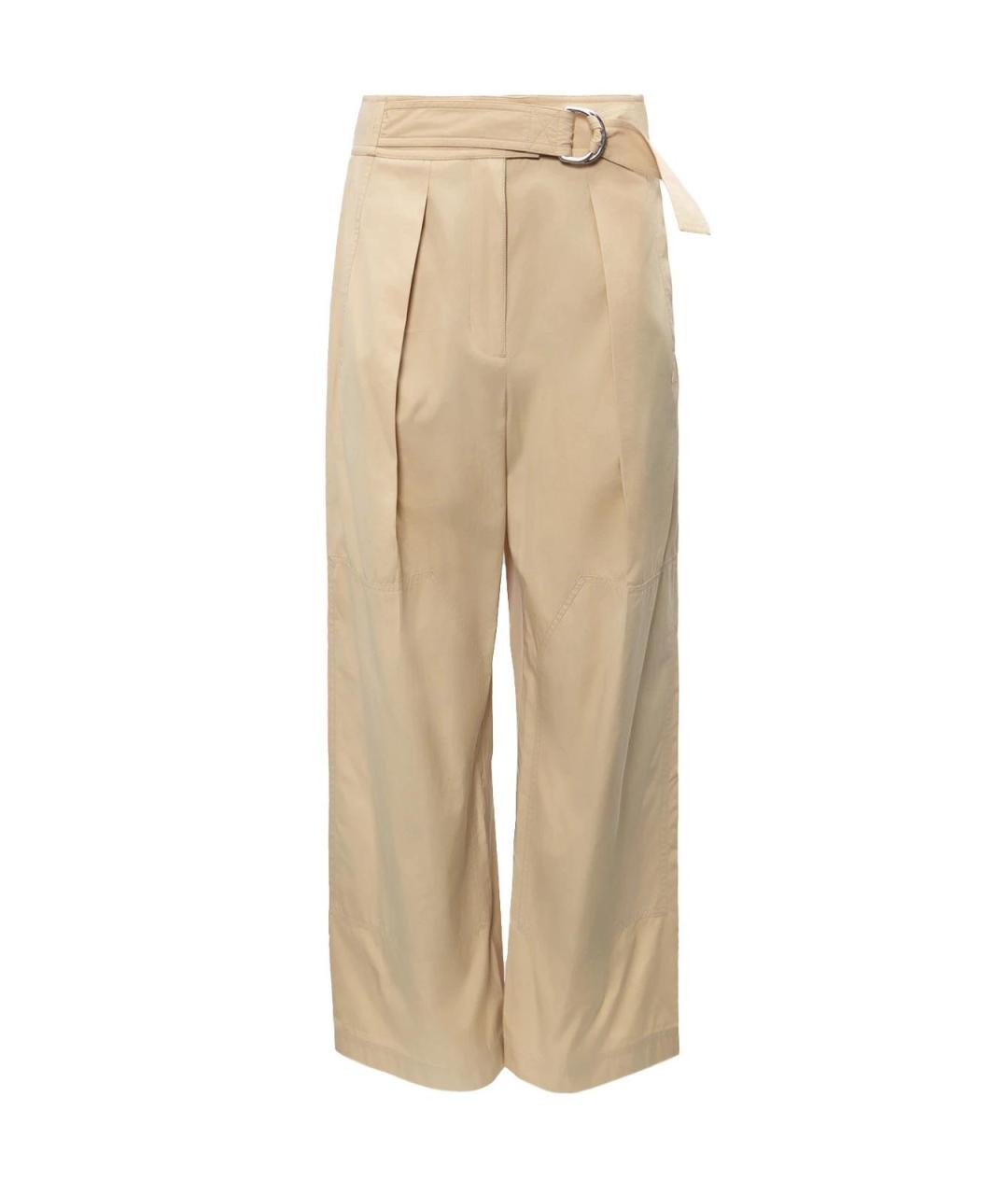 HERMES Бежевые хлопковые прямые брюки, фото 1