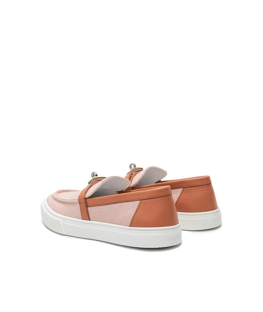 HERMES Розовые текстильные лоферы, фото 3