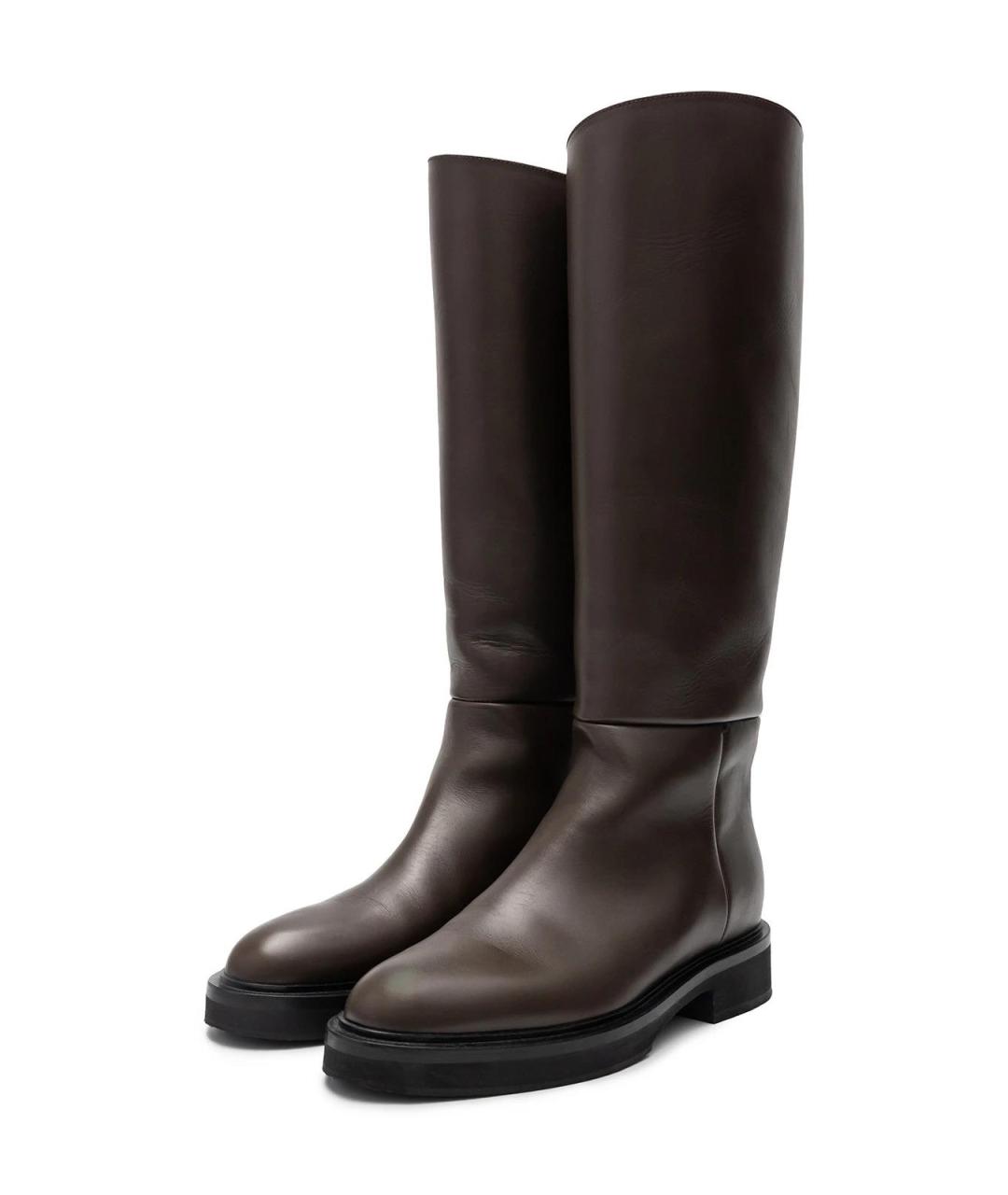 KHAITE Коричневые кожаные сапоги, фото 3