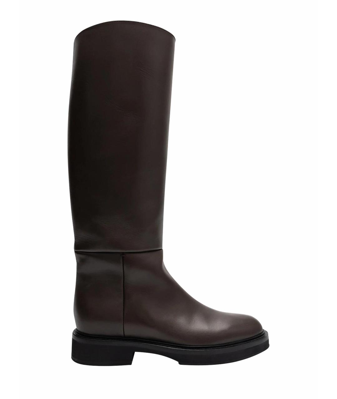 KHAITE Коричневые кожаные сапоги, фото 1