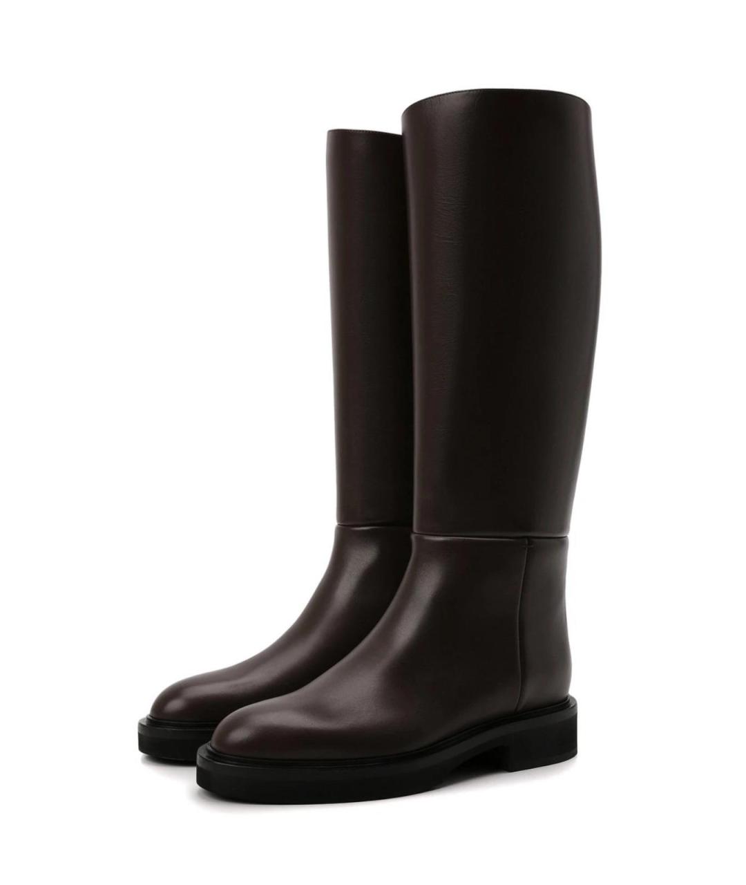 KHAITE Коричневые кожаные сапоги, фото 2