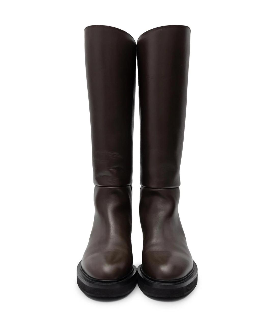 KHAITE Коричневые кожаные сапоги, фото 5