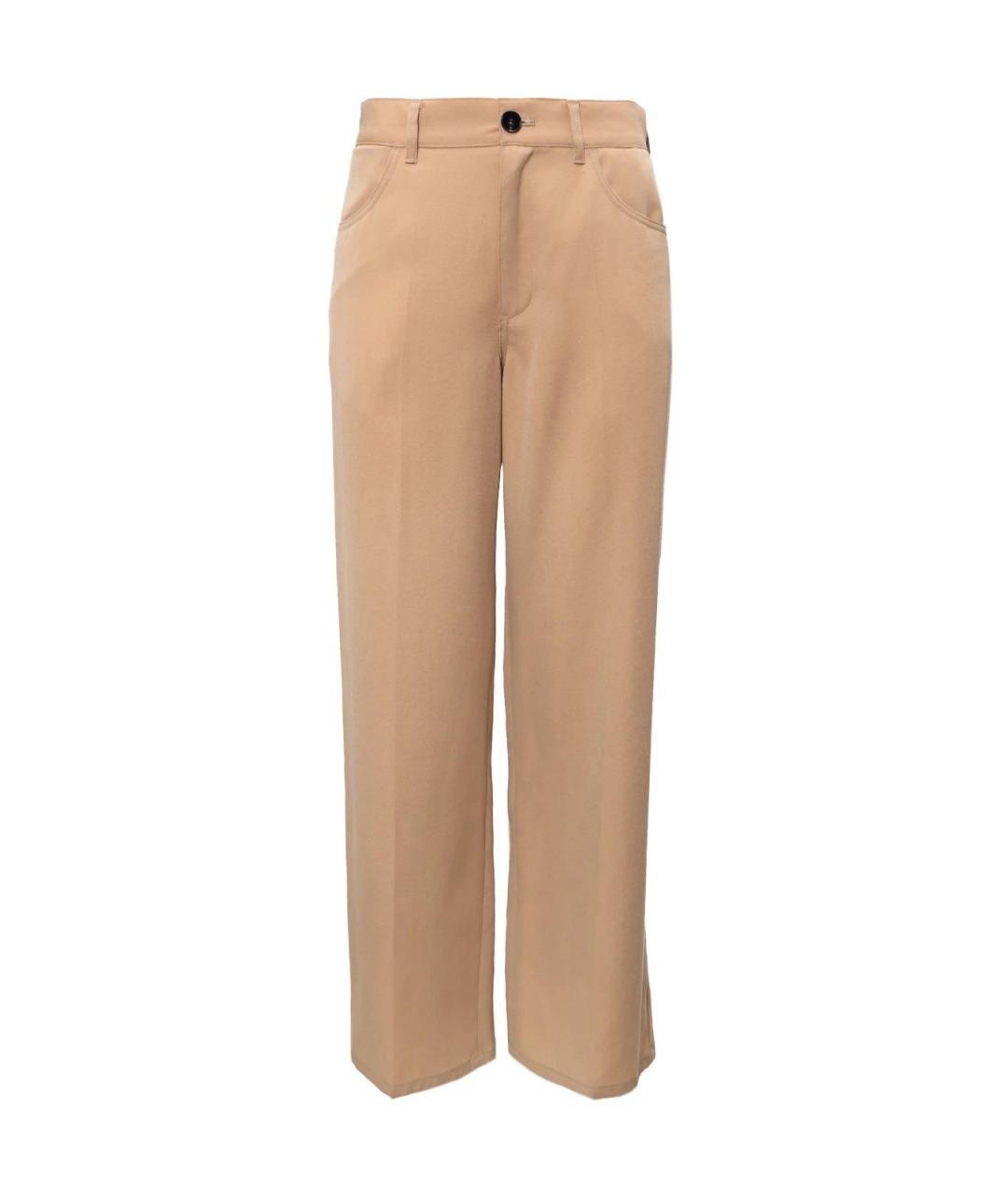 JIL SANDER Бежевые шерстяные прямые брюки, фото 1