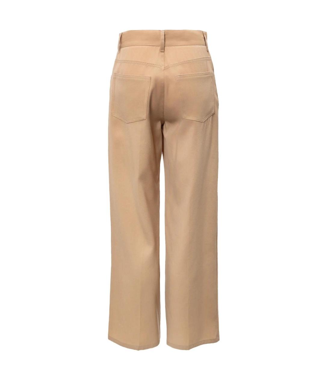 JIL SANDER Бежевые шерстяные прямые брюки, фото 2