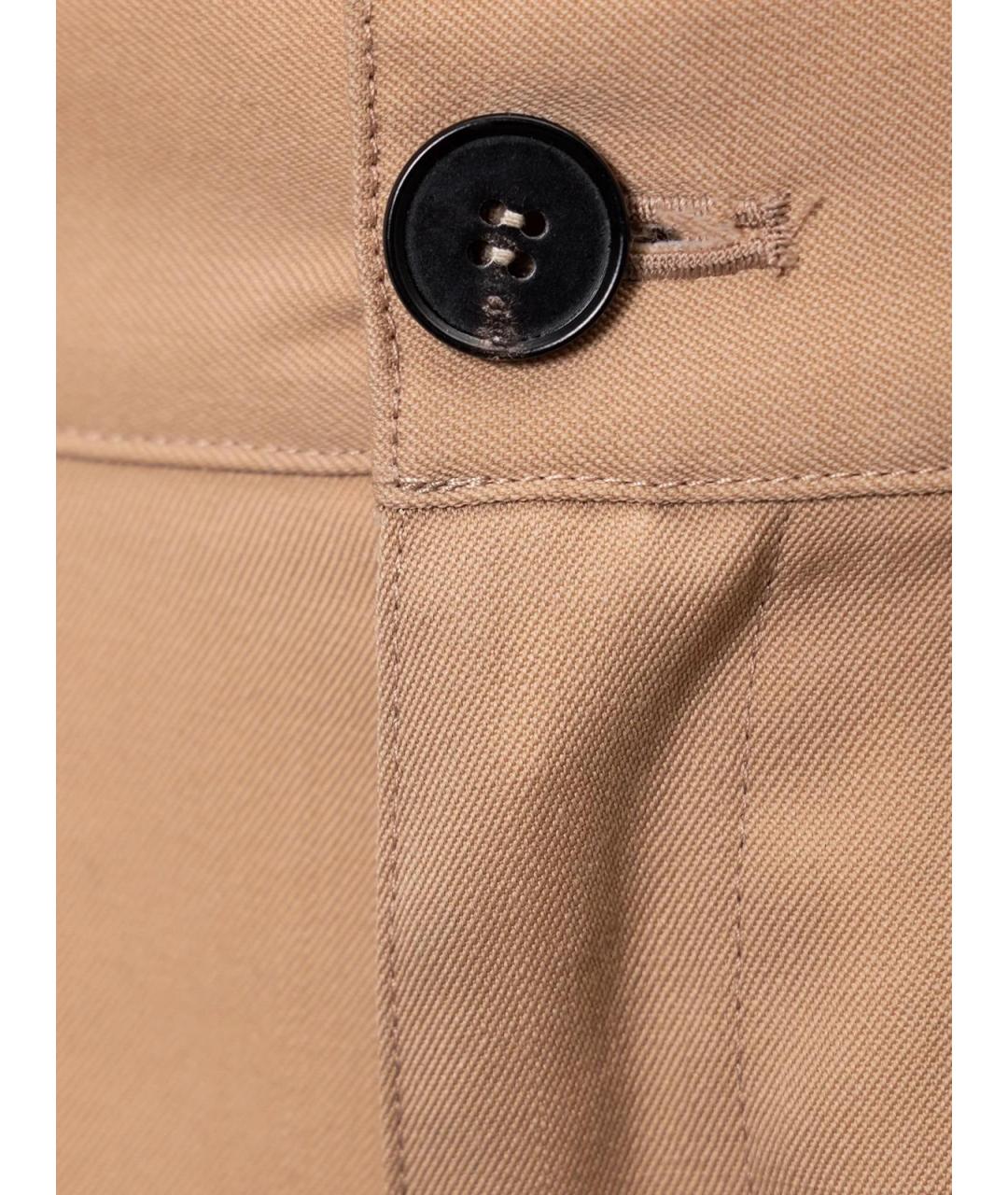 JIL SANDER Бежевые шерстяные прямые брюки, фото 3