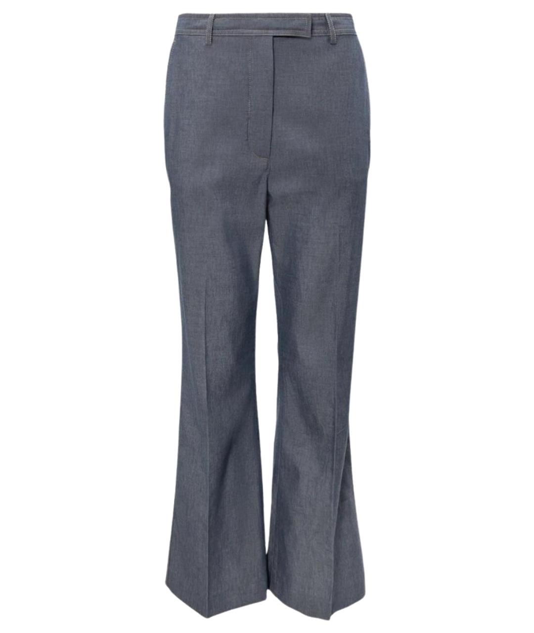 LORO PIANA Голубые хлопковые прямые брюки, фото 1