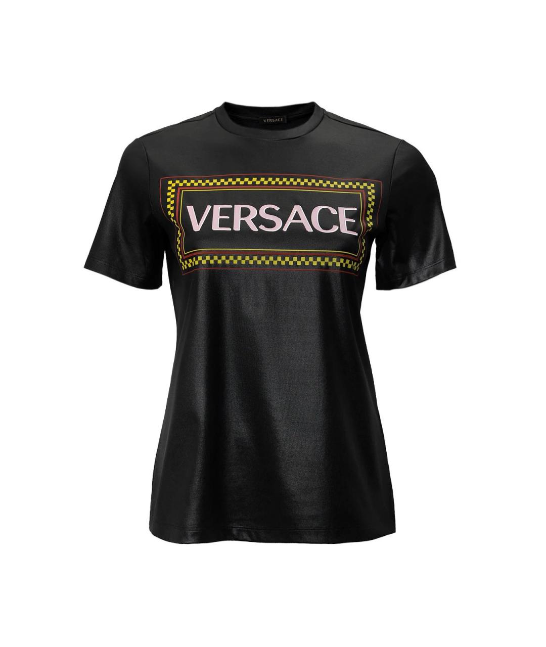 VERSACE Черная полиэстеровая футболка, фото 2