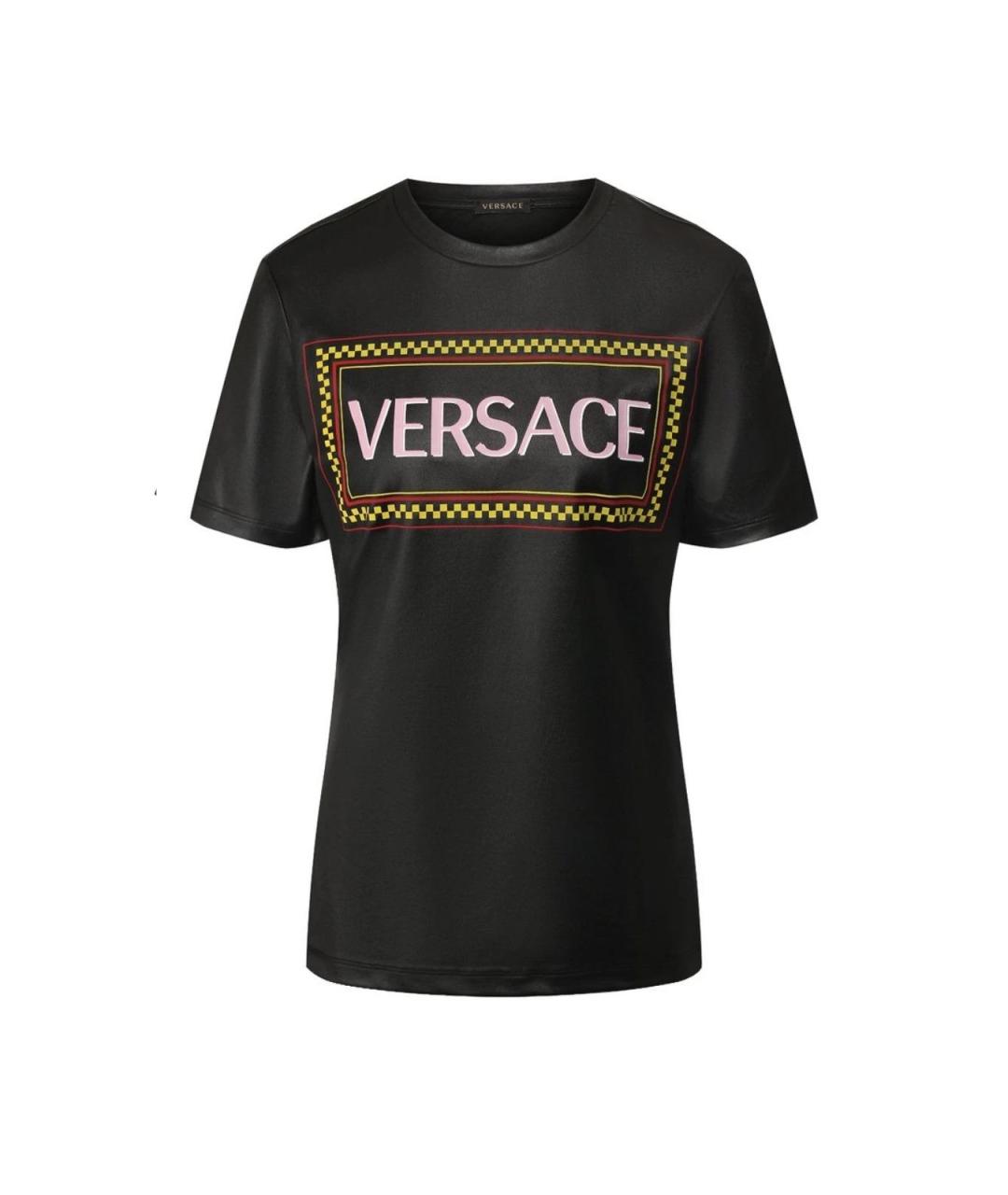 VERSACE Черная полиэстеровая футболка, фото 5