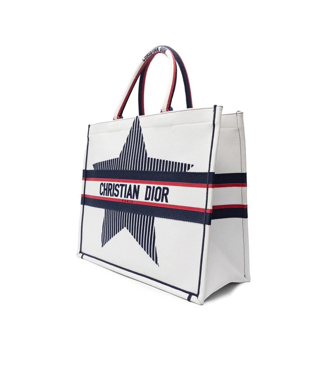 CHRISTIAN DIOR Белая тканевая сумка с короткими ручками, фото 2