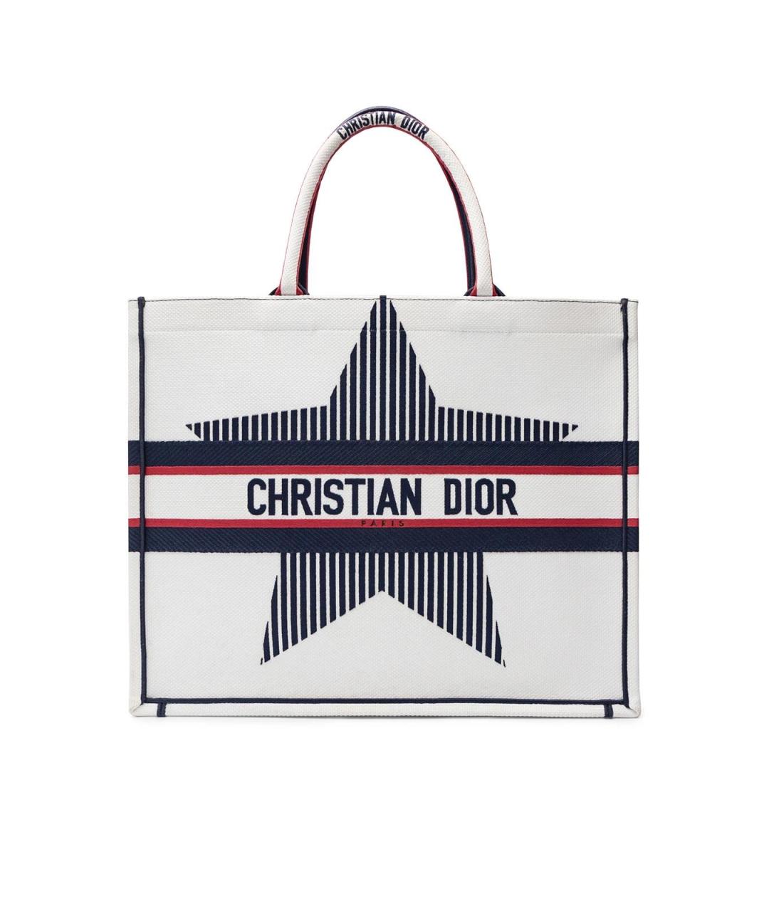 CHRISTIAN DIOR Белая тканевая сумка с короткими ручками, фото 5