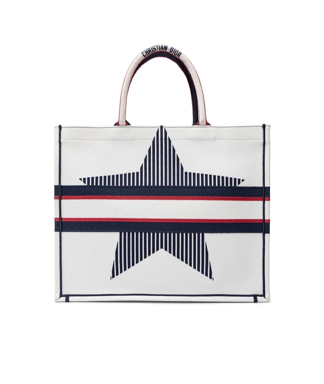 CHRISTIAN DIOR Белая тканевая сумка с короткими ручками, фото 3