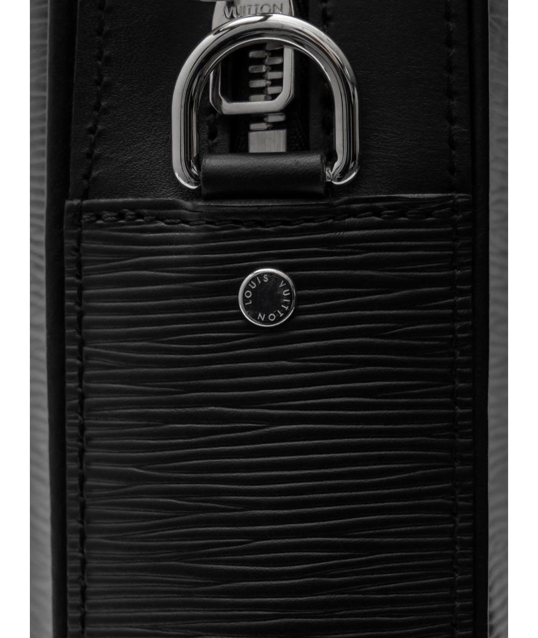 LOUIS VUITTON Черный кожаный портфель, фото 4