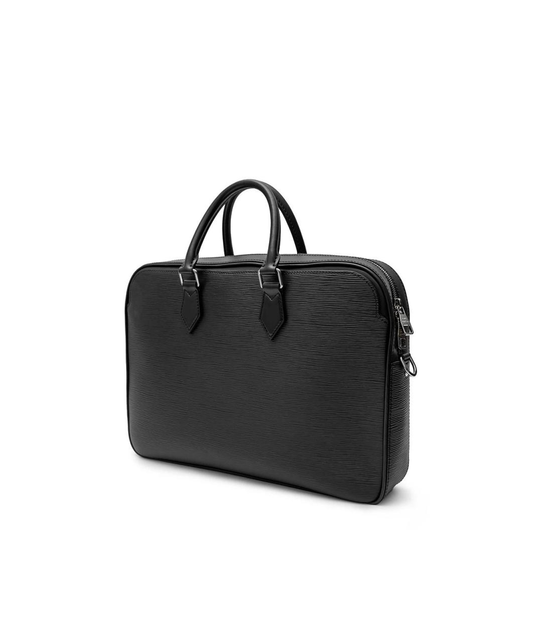 LOUIS VUITTON Черный кожаный портфель, фото 2