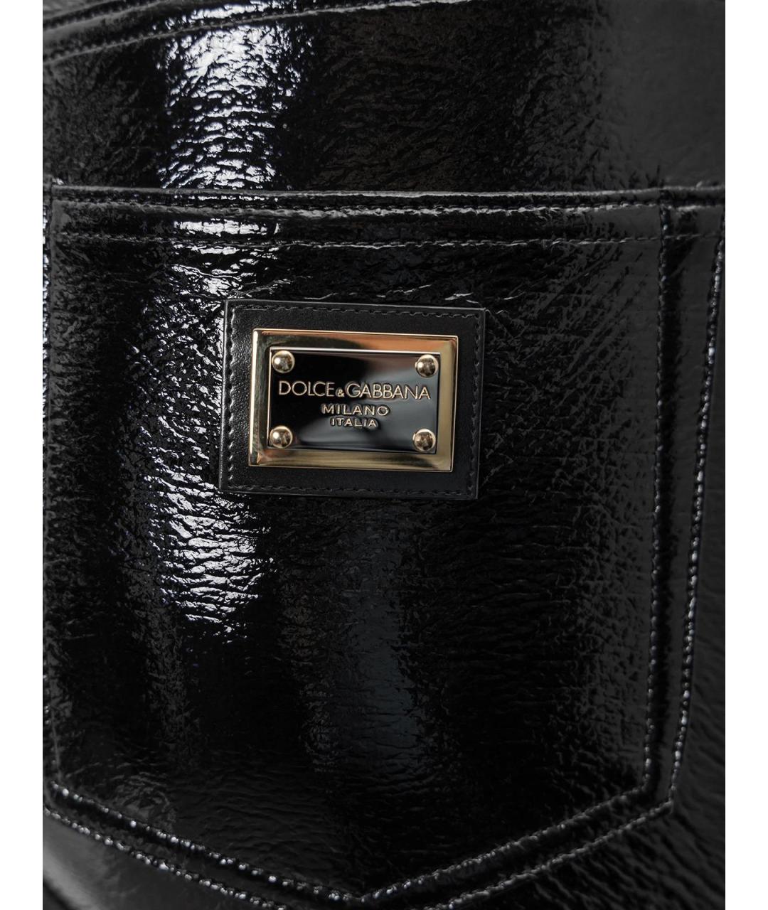 DOLCE&GABBANA Черные полиэстеровые прямые брюки, фото 3