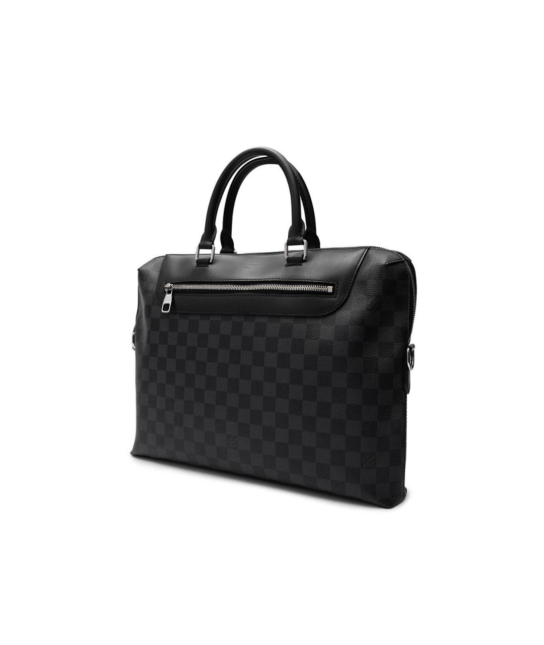 LOUIS VUITTON Черный кожаный портфель, фото 2