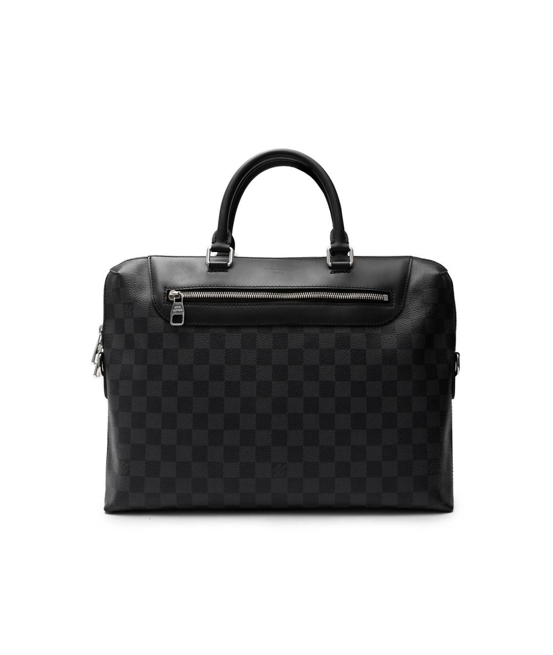 LOUIS VUITTON Черный кожаный портфель, фото 5