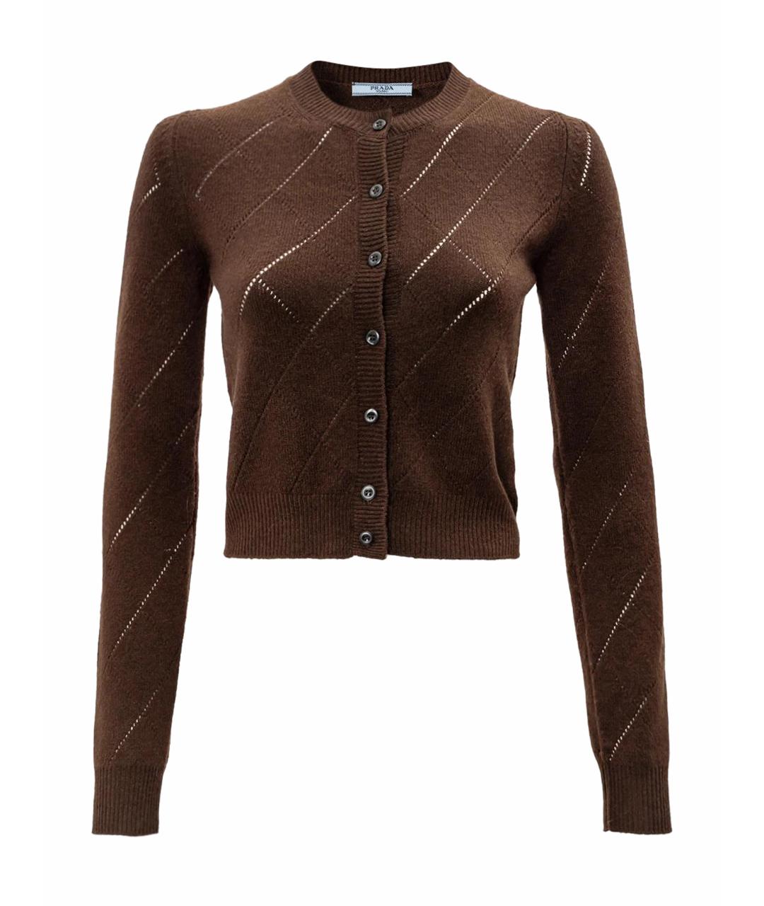 PRADA Коричневый кашемировый кардиган, фото 1