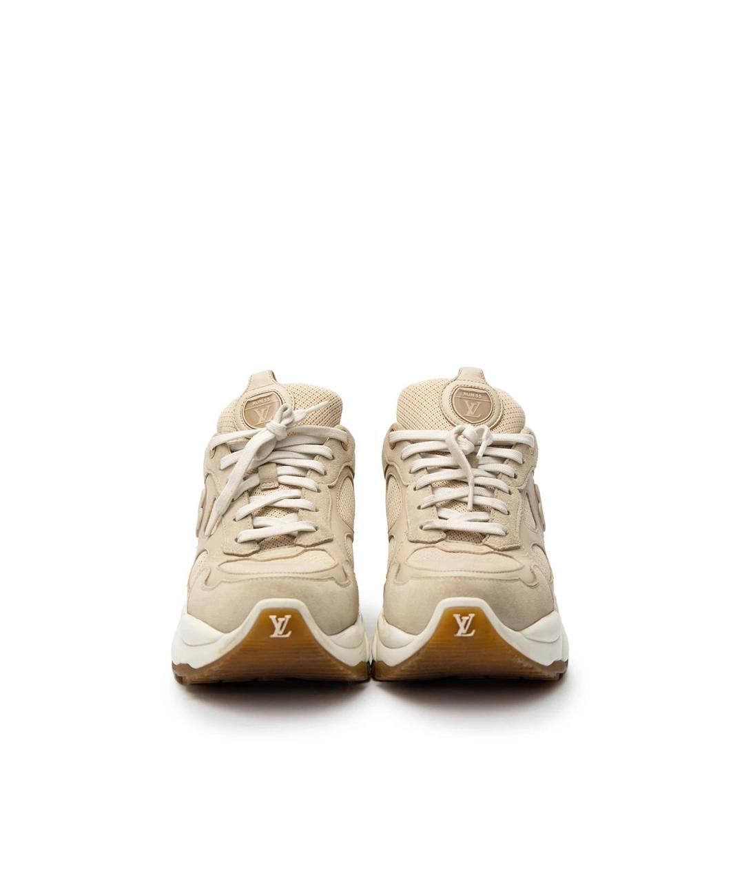 LOUIS VUITTON Бежевые замшевые кроссовки, фото 4