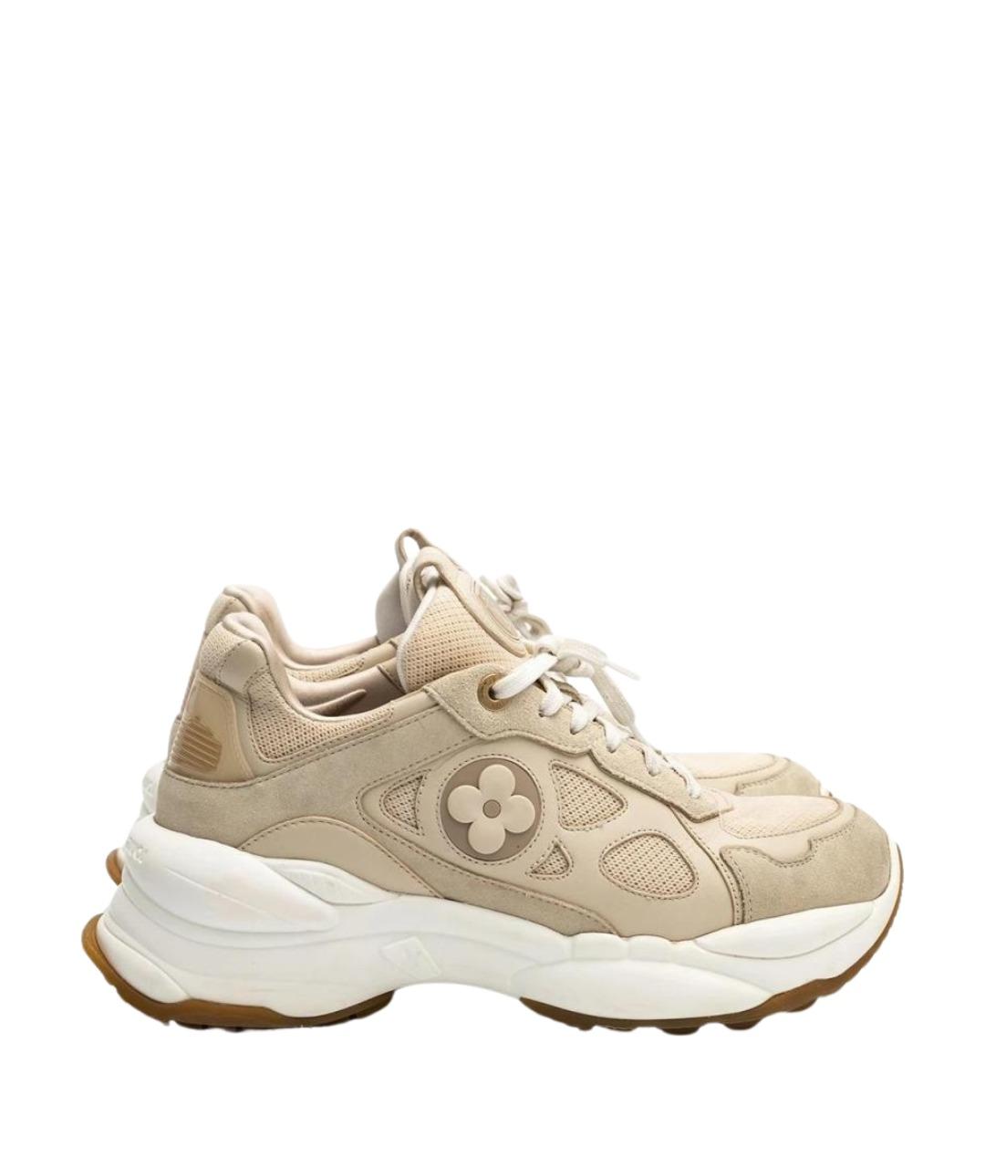 LOUIS VUITTON Бежевые замшевые кроссовки, фото 1