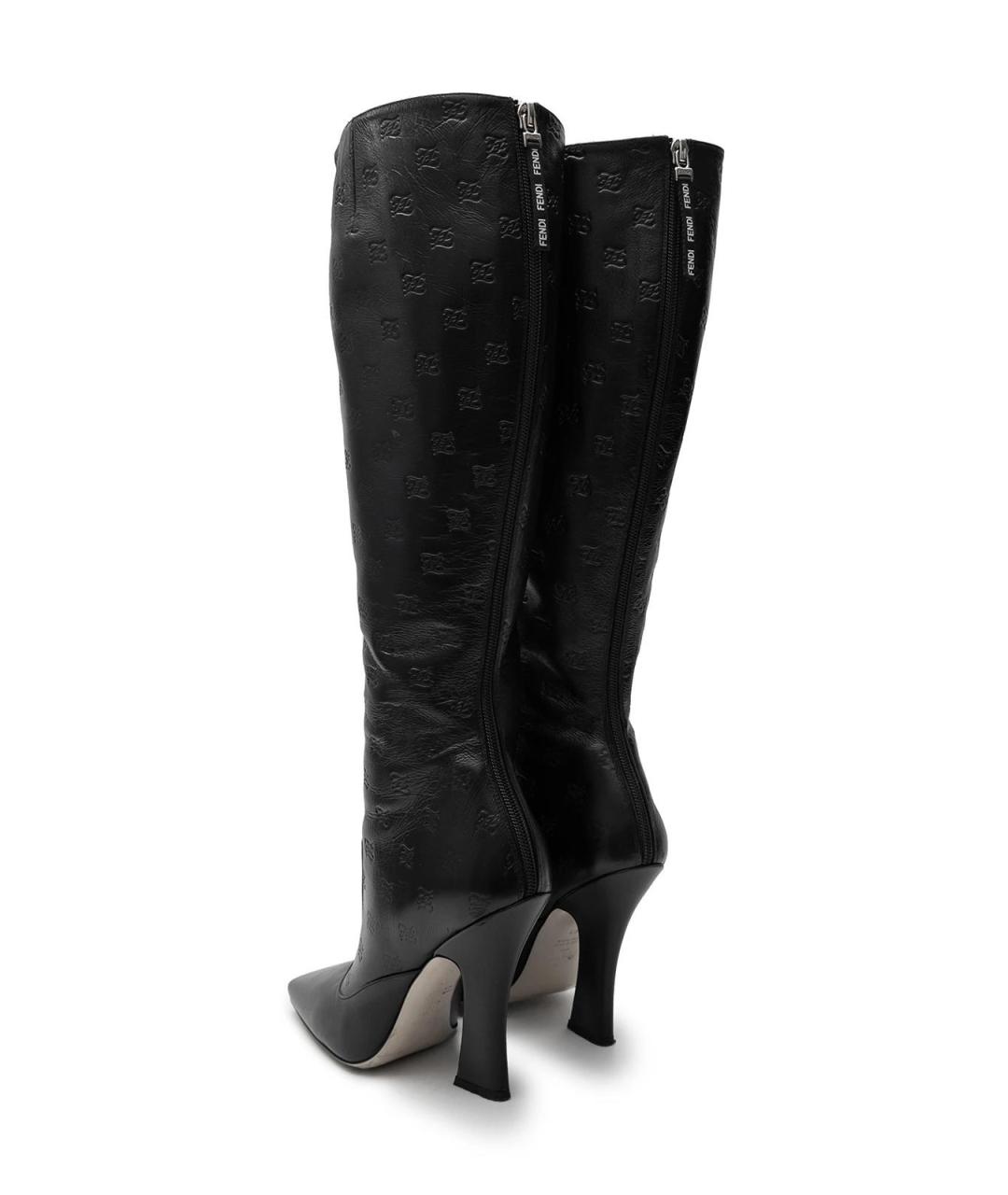 FENDI Черные кожаные сапоги, фото 3