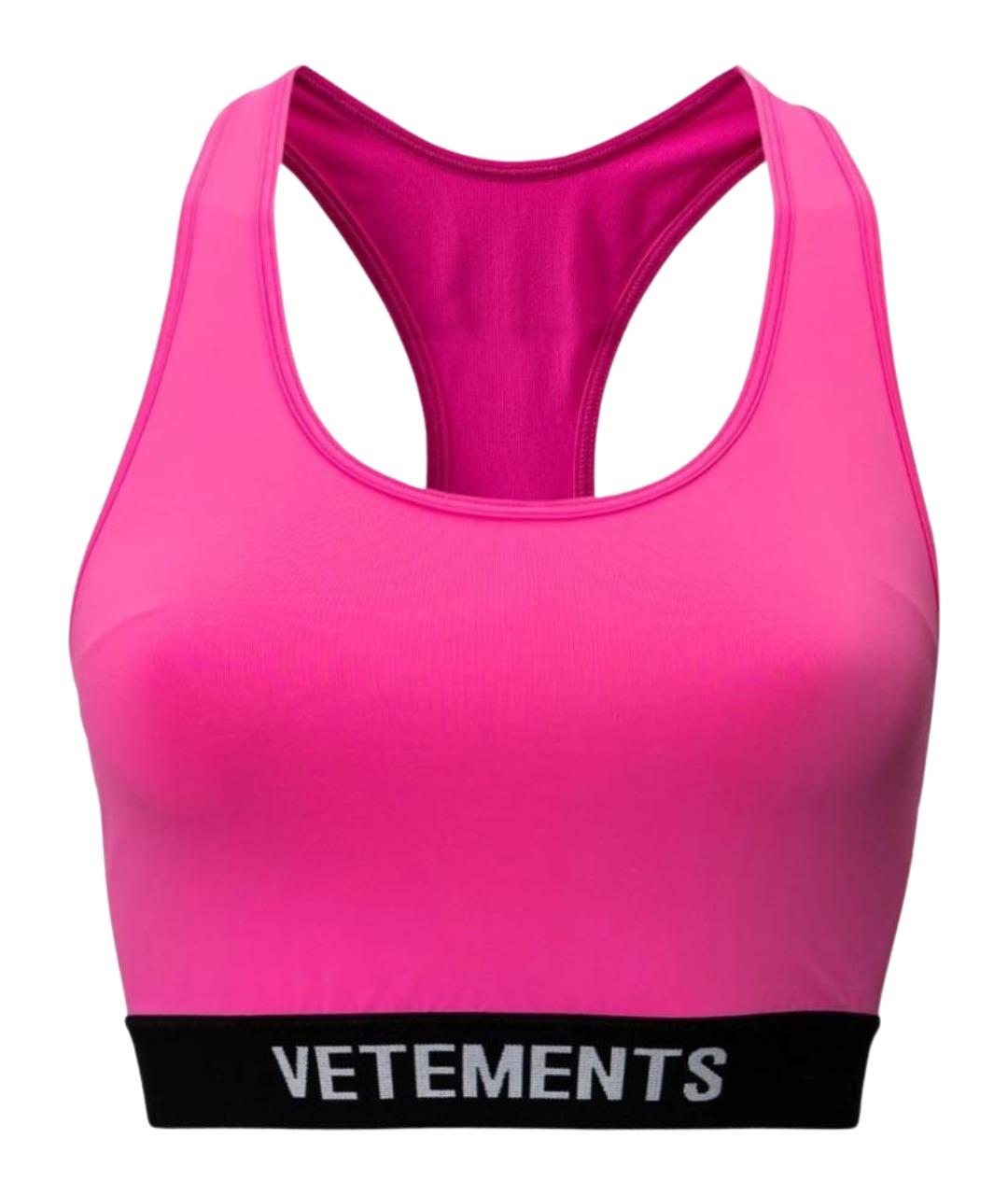 VETEMENTS Розовая полиамидовая футболка, фото 1