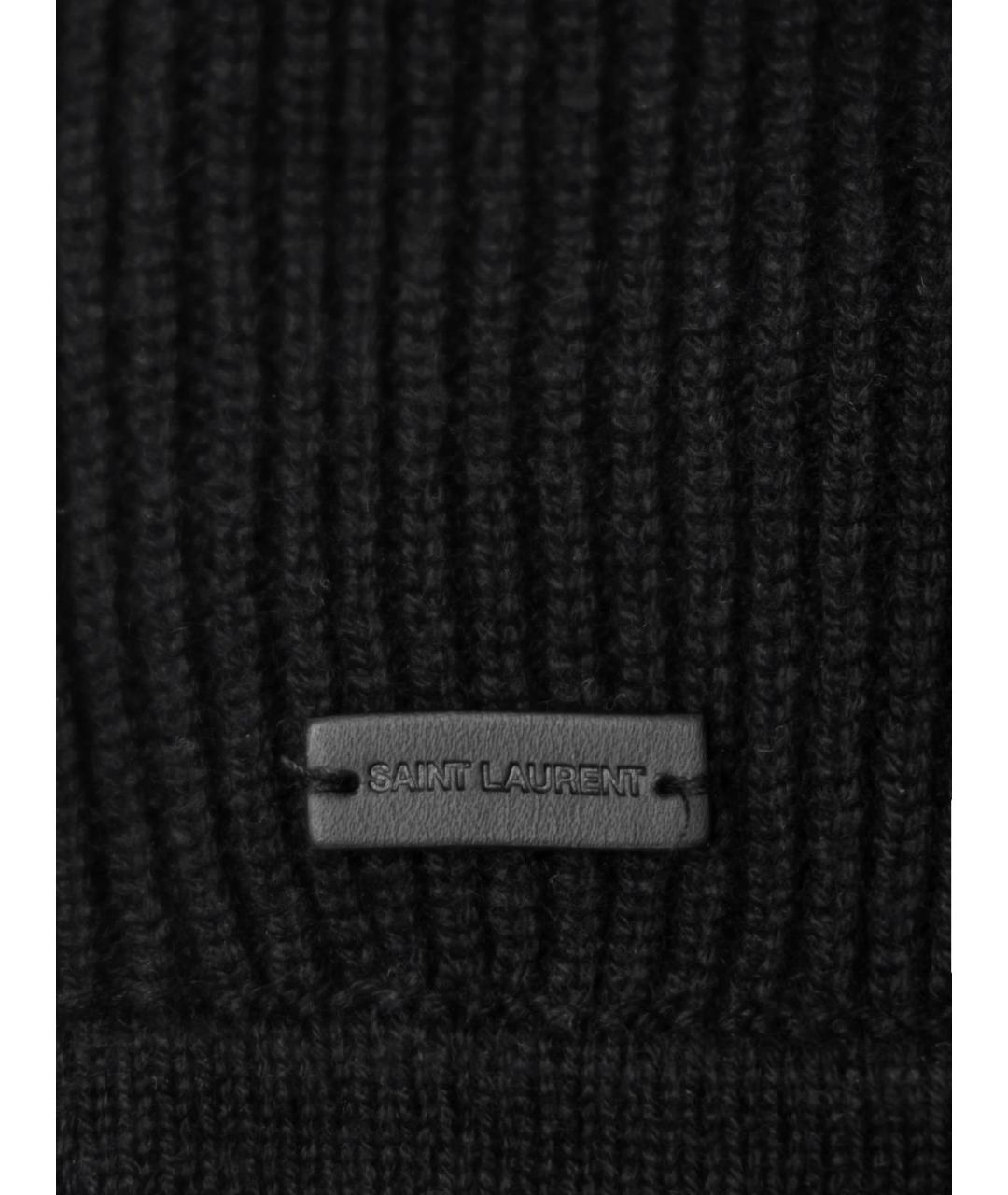 SAINT LAURENT Черная кашемировая шапка, фото 3