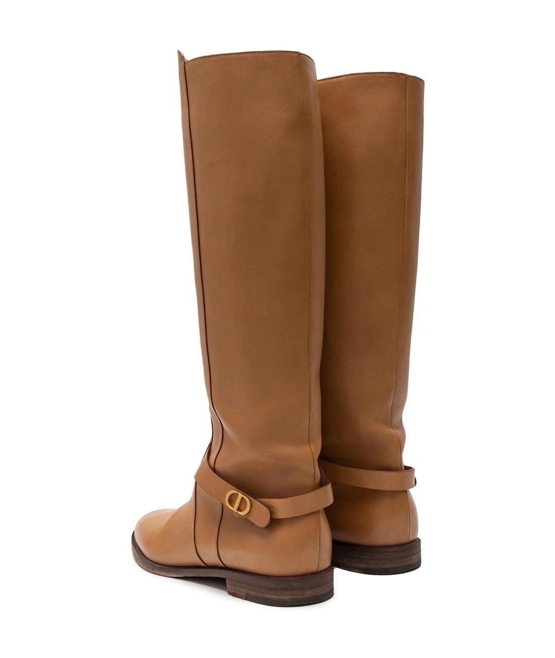 CHRISTIAN DIOR Бежевые кожаные сапоги, фото 3