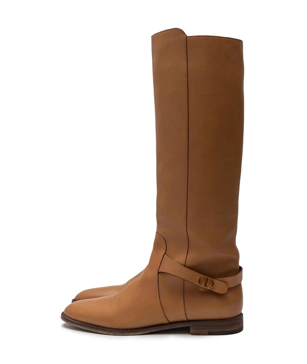 CHRISTIAN DIOR Бежевые кожаные сапоги, фото 5