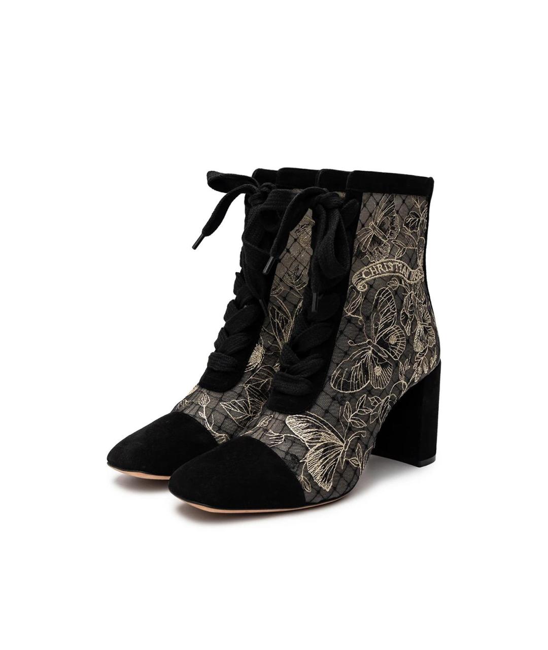 CHRISTIAN DIOR Черные замшевые ботильоны, фото 2