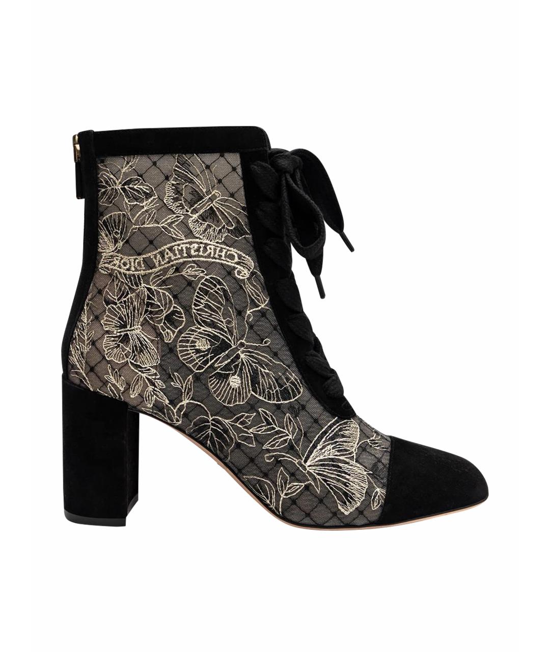 CHRISTIAN DIOR Черные замшевые ботильоны, фото 1