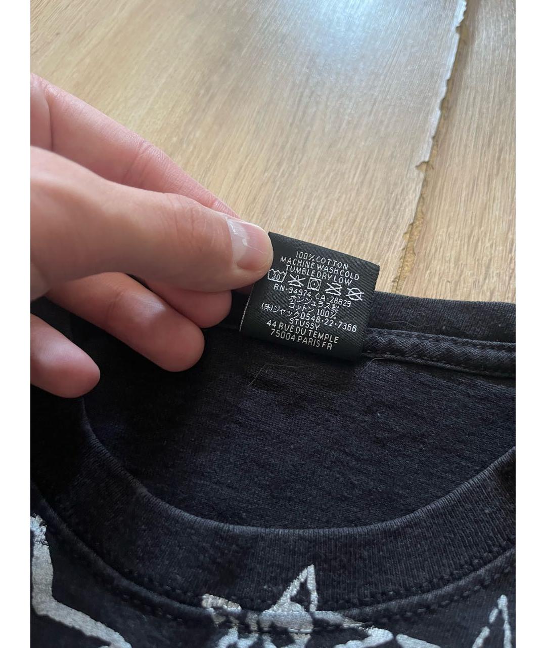 STUSSY Черная хлопковая футболка, фото 4