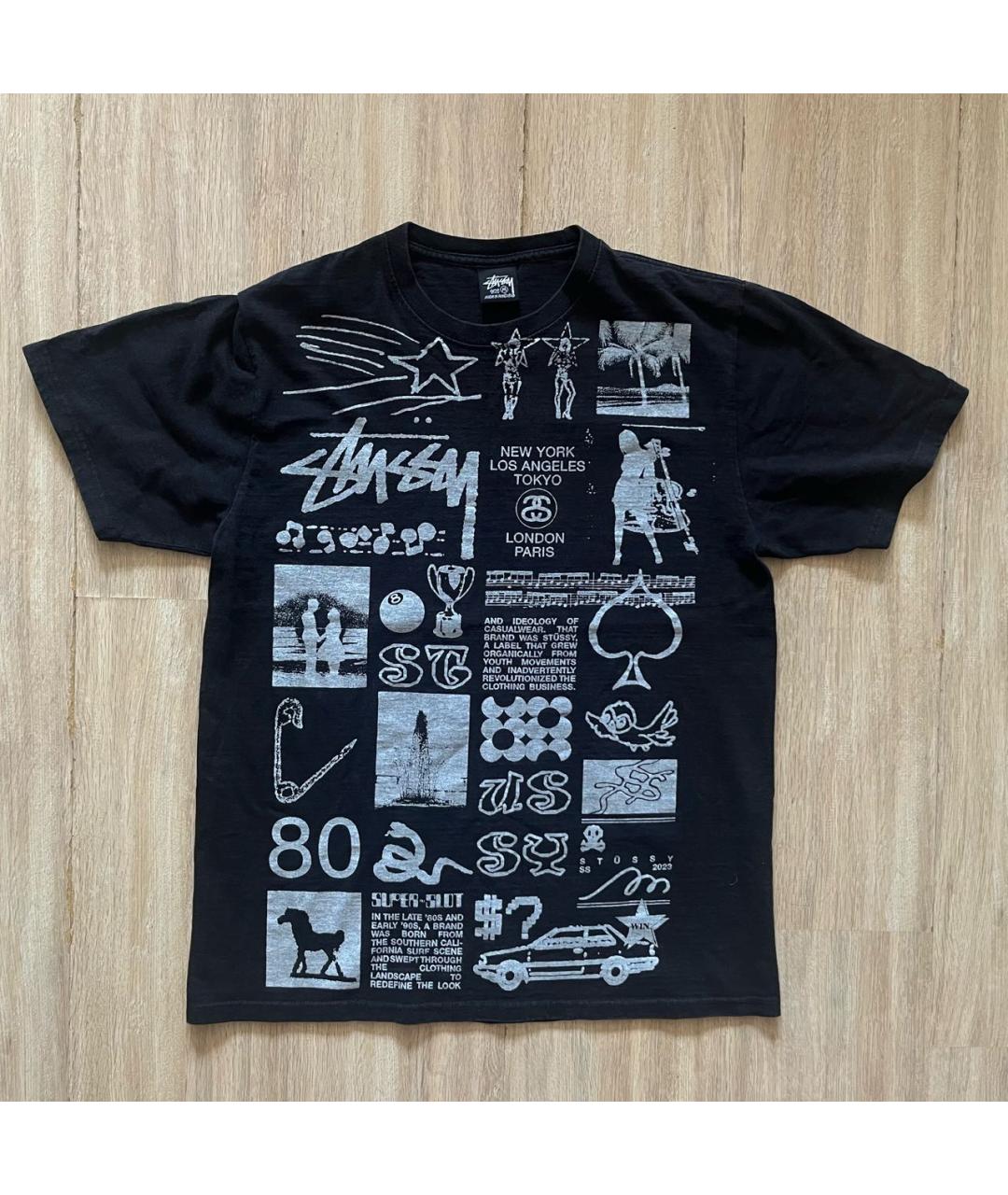 STUSSY Черная хлопковая футболка, фото 5