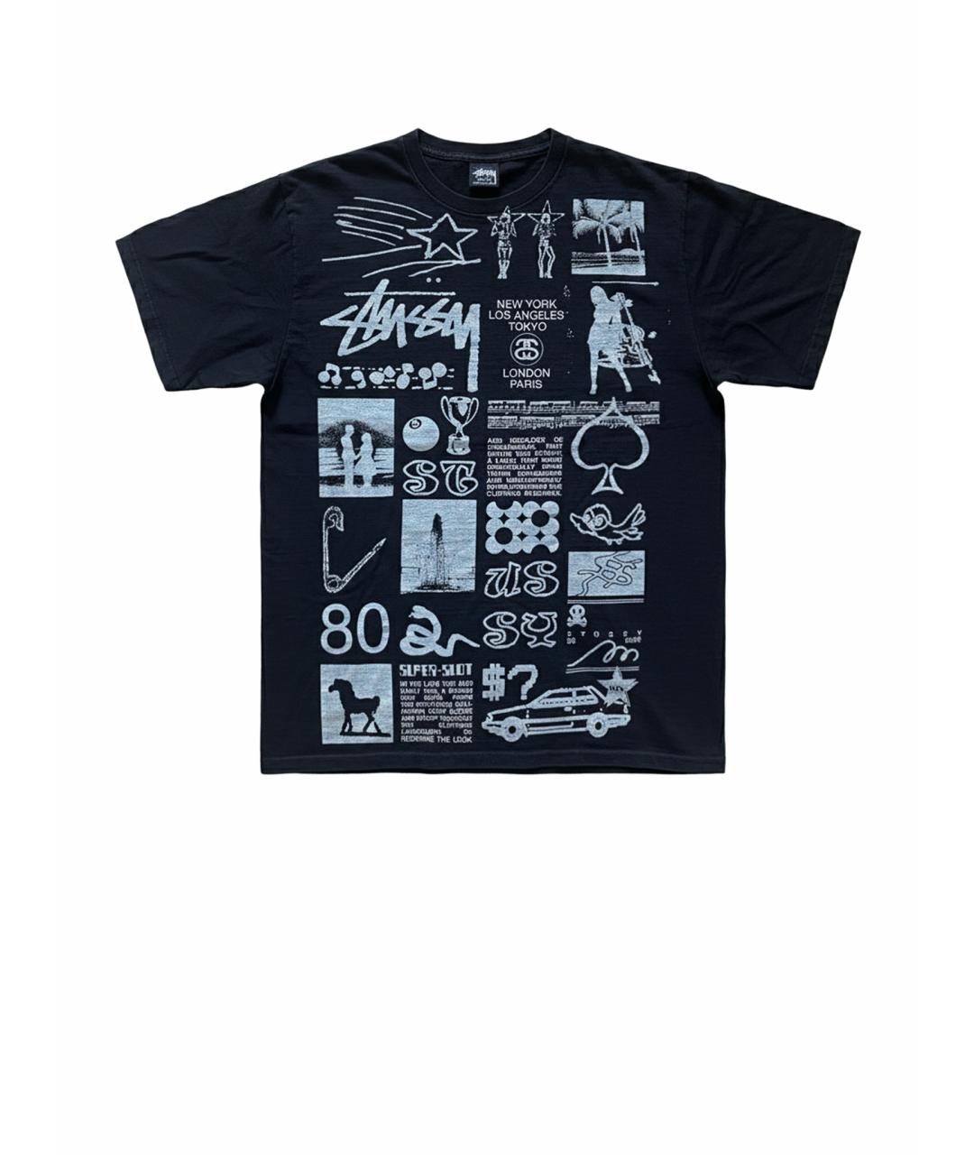 STUSSY Черная хлопковая футболка, фото 1