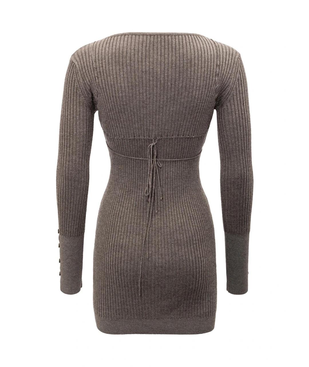 JACQUEMUS Коричневое шерстяное повседневное платье, фото 2