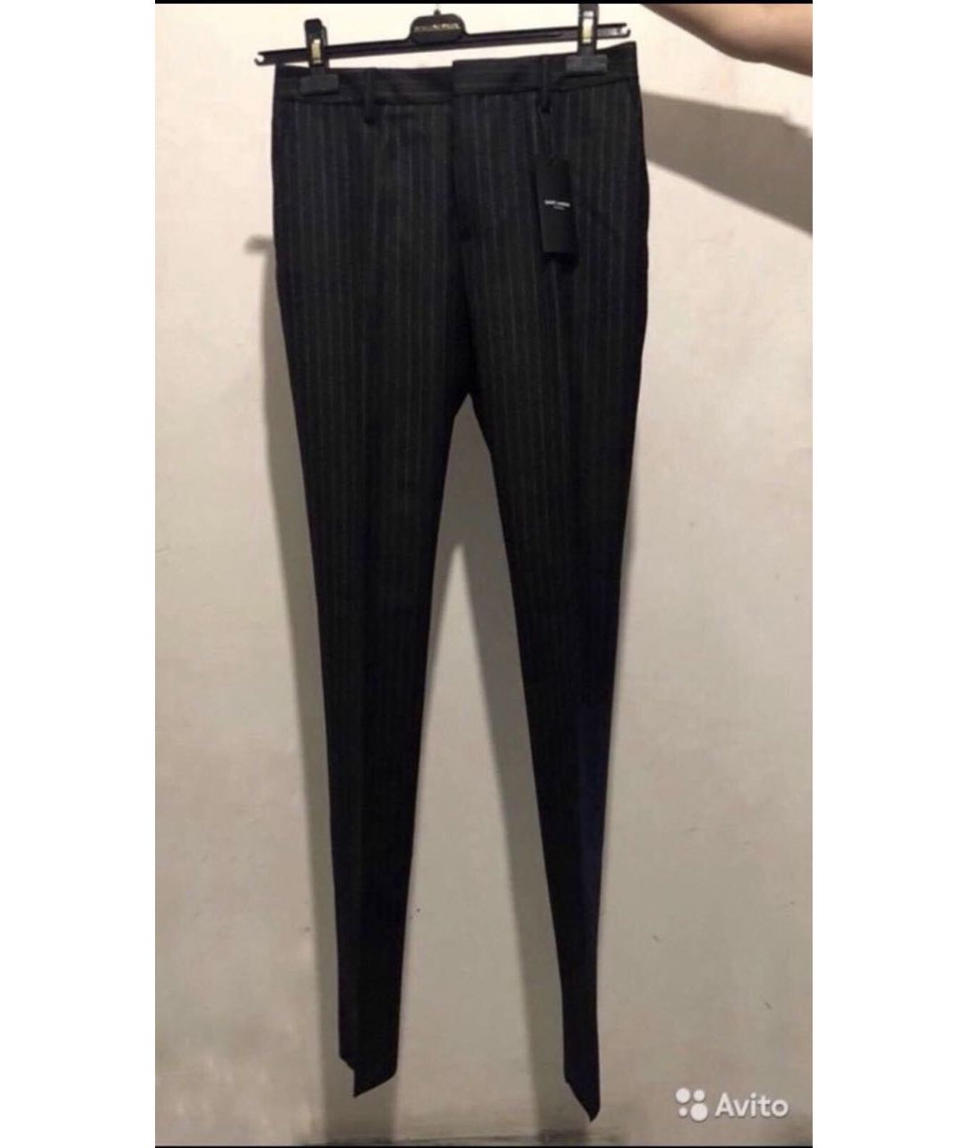 SAINT LAURENT Черные шерстяные прямые брюки, фото 8