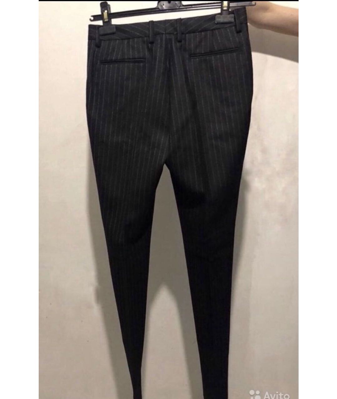 SAINT LAURENT Черные шерстяные прямые брюки, фото 2