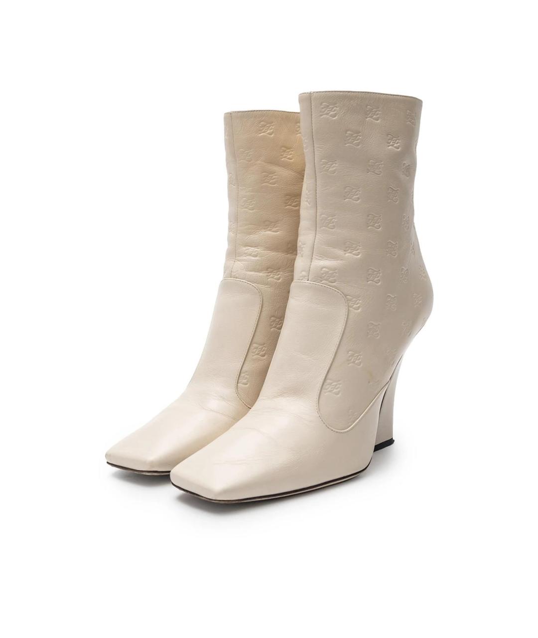 FENDI Бежевые кожаные ботильоны, фото 2