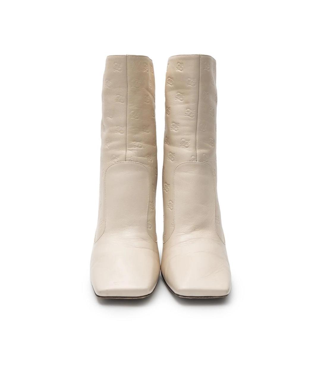 FENDI Бежевые кожаные ботильоны, фото 4