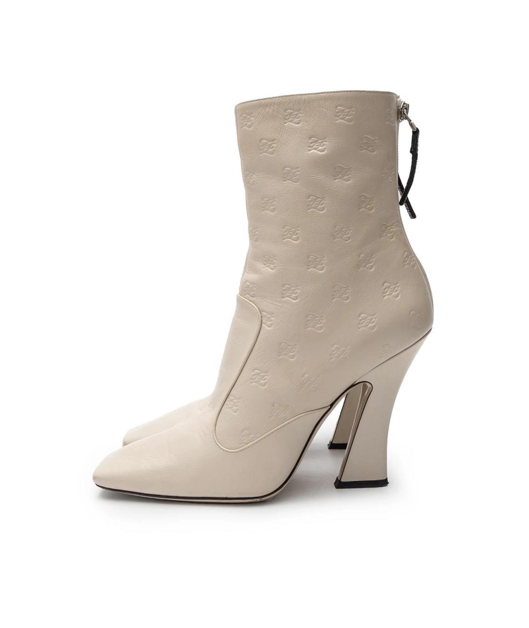 FENDI Бежевые кожаные ботильоны, фото 5